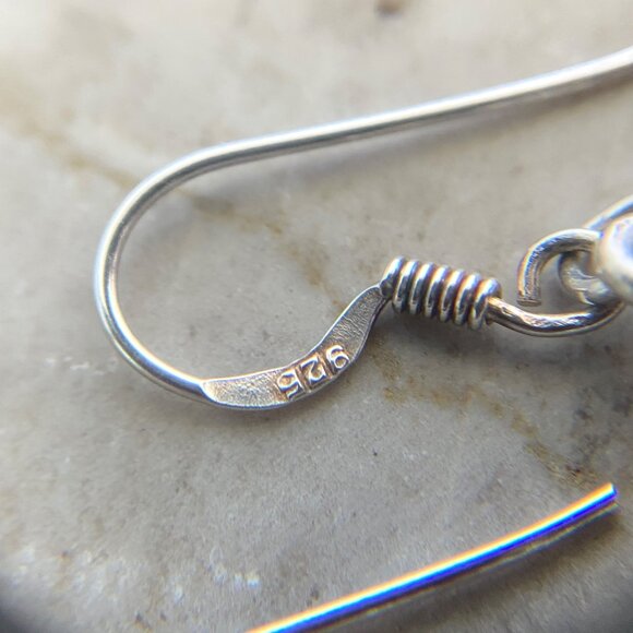 Sterling Silver 925 Dainty Oval Pink Tourmaline Multistone Dangle Drop Earrings - Picture 8 of 16